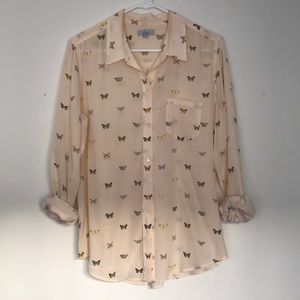 Silk Butterfly button down shirt